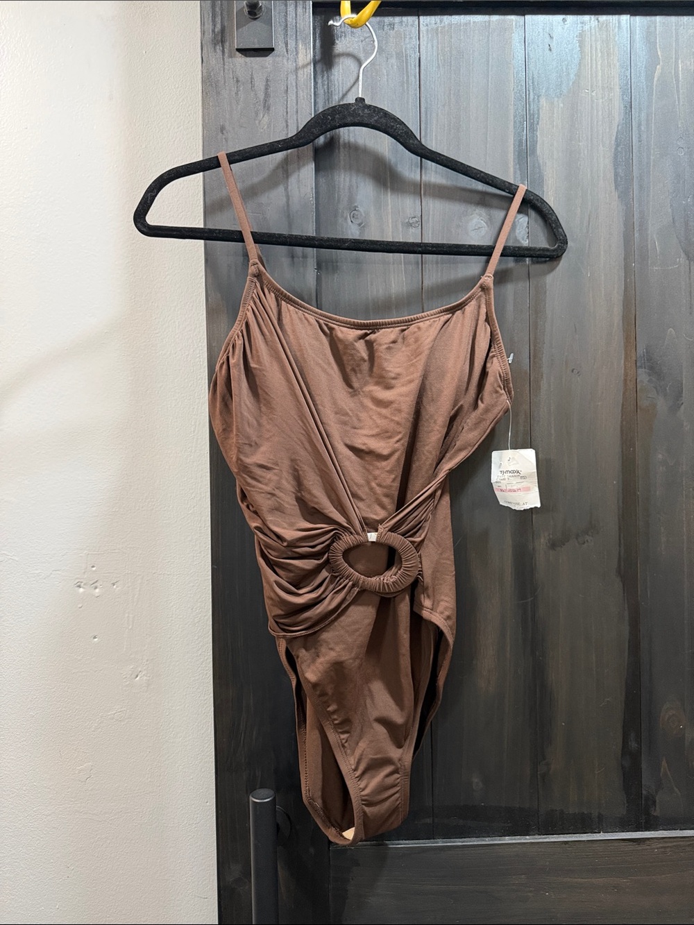 Anne Cole Chocolate Brown Ring-Front One-Piece Swimsuit- Size 12